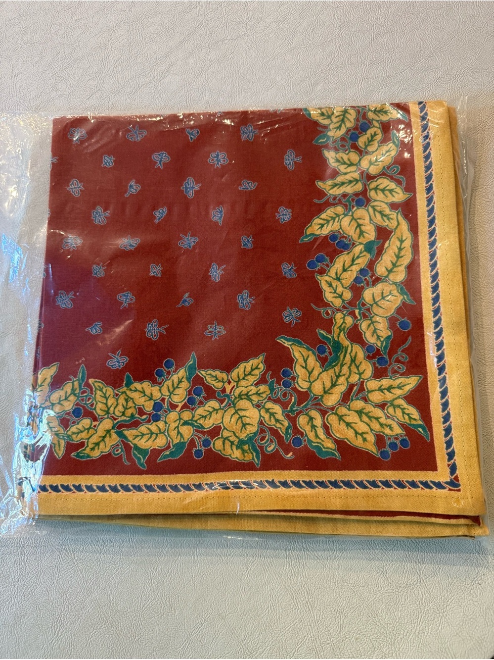 Williams Sonoma Vintage Provence Cotton Napkins Rust Blue Floral Set of 4 , NWT